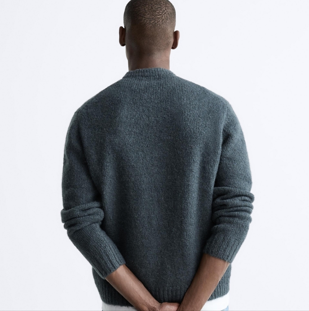TEXTURED KNIT SWEATER BLUE SIZE M - Picture 3 of 7